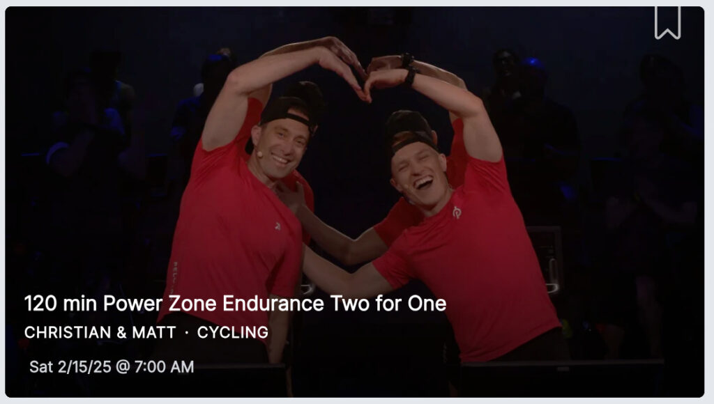 120 minute cycling class with Matt Wilpers and Christian Vande Velde on February 15, 2025.